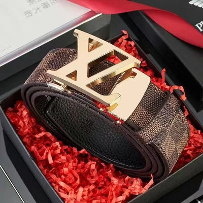 New genuine leather men belts waistband alloy automatic buckle men and women - LKBA