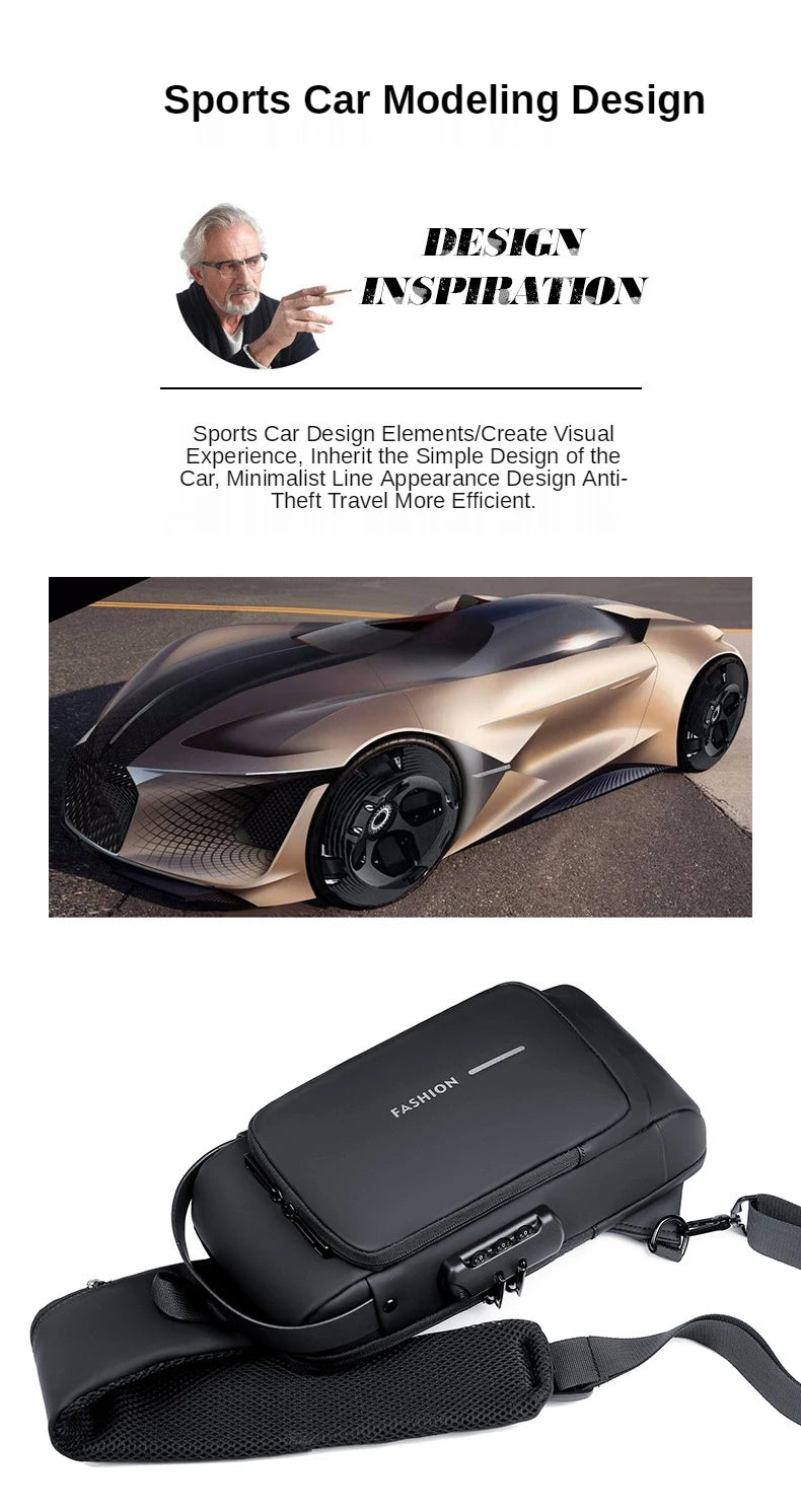 New Brand Designer Men Crossbody Bag PU Leather Classic Anti-Theft Shoulder Bag Chest Bag Multifunctional for Men - LKBA