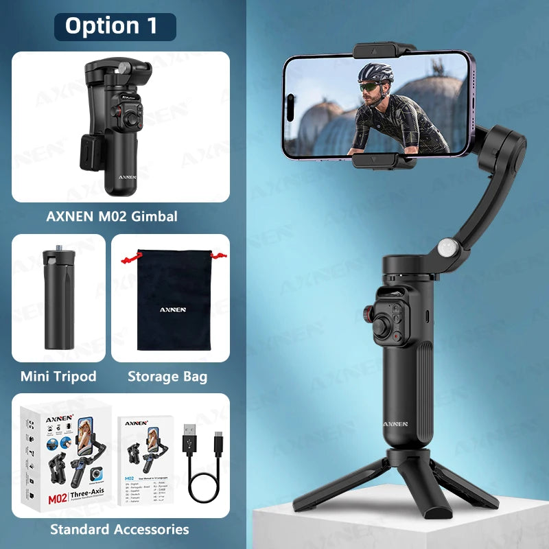 M02 Gimbal Smartphone Stabilizer 3-Axis Anti-shake Video Record Handheld Selfie Gimbals