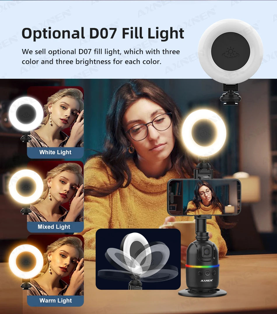 Auto Face Tracking Desktop Gimbal Intelligent Rotating Holder for Mobile Phone - Option Wireless Remote Selfie Smartphone Tripod