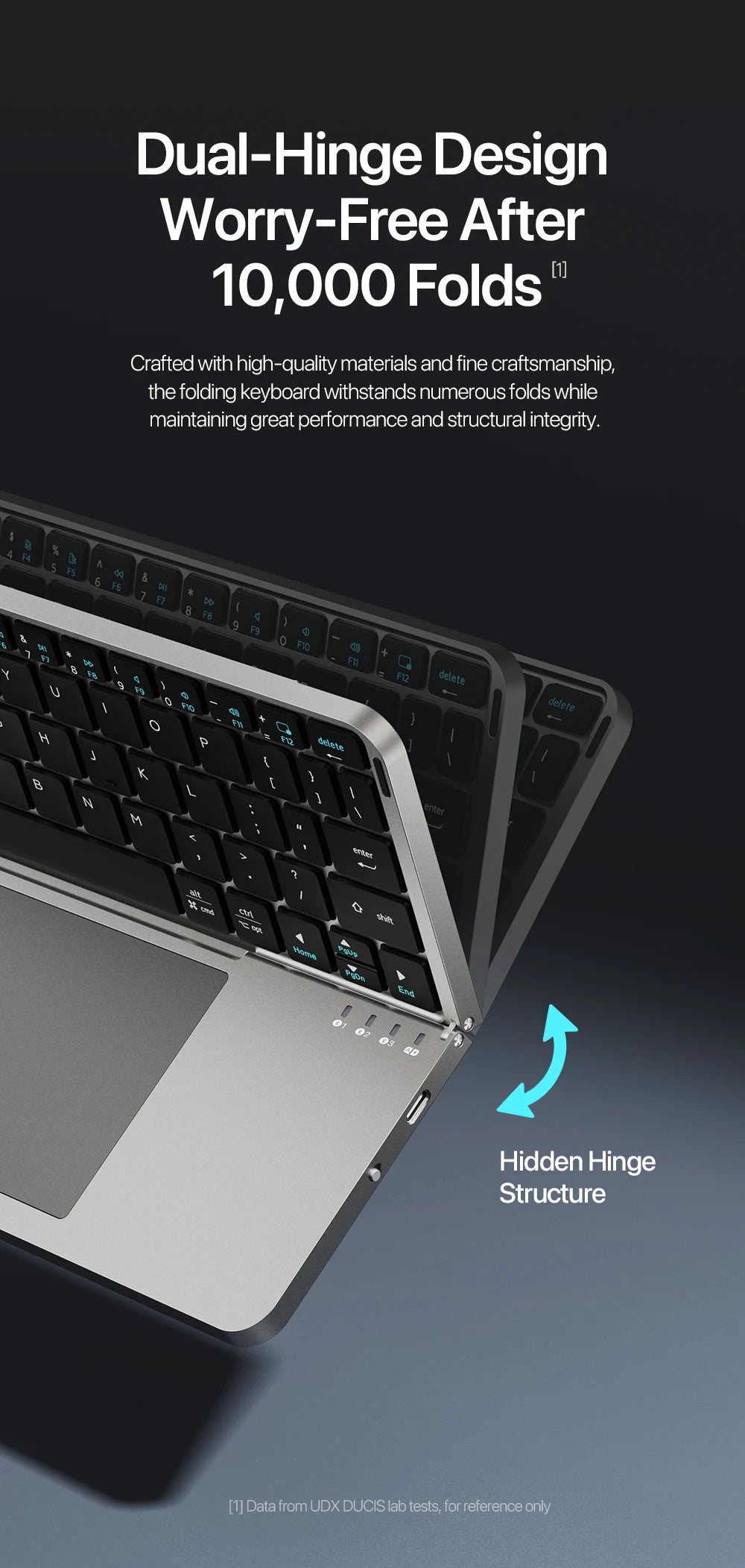 Foldable Bluetooth 5.0 Keyboard with Touchpad & Phone Holder for Phones Tablets PC iOS Android Windows Mac - LKBA