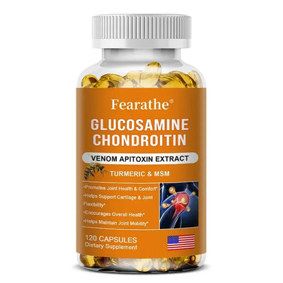 Glucosamine Chondroitin MSM and Turmeric Supplement - Support for Cartilage & Joint Health & Flexibility, Non-GMO Capsules - LKBA