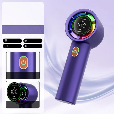 Handheld Fan 6 Speed 3000mAh Battery Personal Digital Display USB Rechargeable for Travel Outdoor School Gift Idea - LKBA