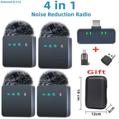 1 In 4 Pink Noise Canceling Lavalier Microphone With Windproof Cap Wireless Mute Function For Cell Phone Portable Audio Video - LKBA