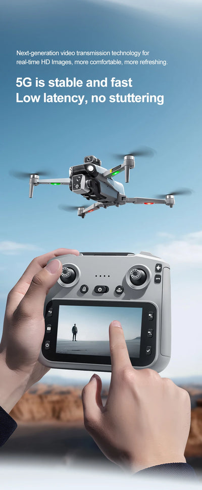 New K19 Max Drone 4.5-Inch Large Screen 360° Obstacle Avoidance GPS Positioning Optical Flow Positioning RC Airdrop Device - LKBA