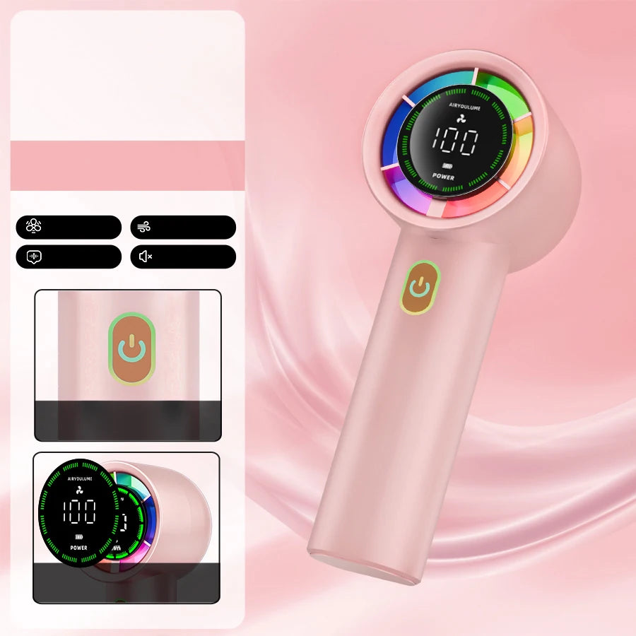 Handheld Fan 6 Speed 3000mAh Battery Personal Digital Display USB Rechargeable for Travel Outdoor School Gift Idea - LKBA