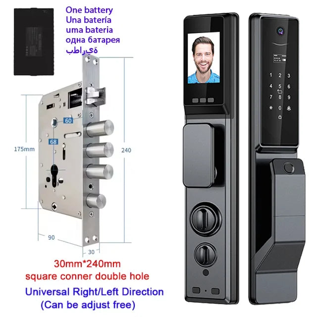 Waterproof Outdoor Smart  Lock Wifi Alexa Tuya APP Aluminium Alloy Material Fingerprint Password Smart Door Lock With Camera - LKBA