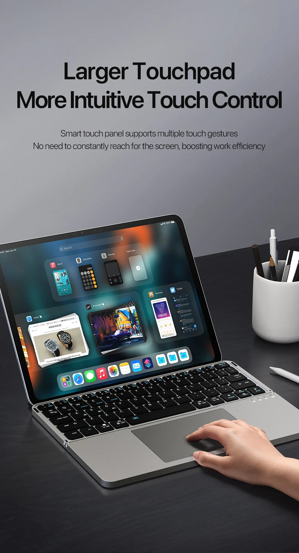 Foldable Bluetooth 5.0 Keyboard with Touchpad & Phone Holder for Phones Tablets PC iOS Android Windows Mac - LKBA