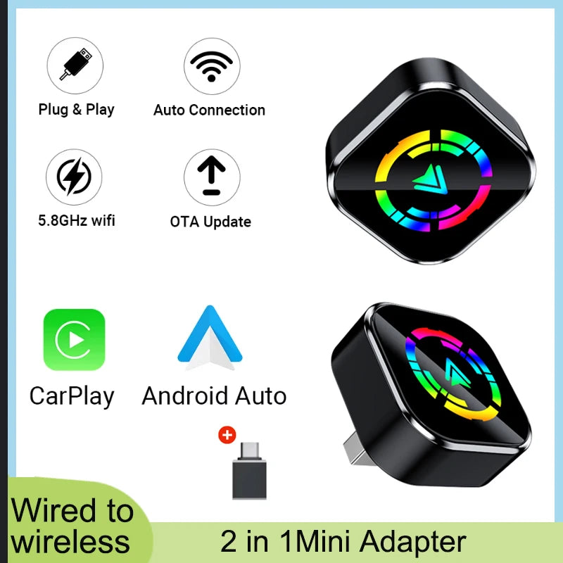 2025 NEW Wireless Carplay Adapter Android Auto 2in 1 Smart Dongle WIFI For iphone Android Phone For Volvo Benz Mg Kia Chery VW - LKBA