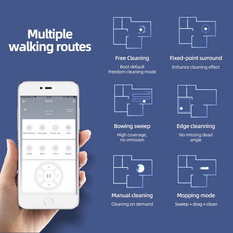 Automatic App Control Vacuum Cleaner Household Floor Sweeper Water Tank Wet Dry Electric Mop Robot Vacuum Cleaning Machine - LKBA