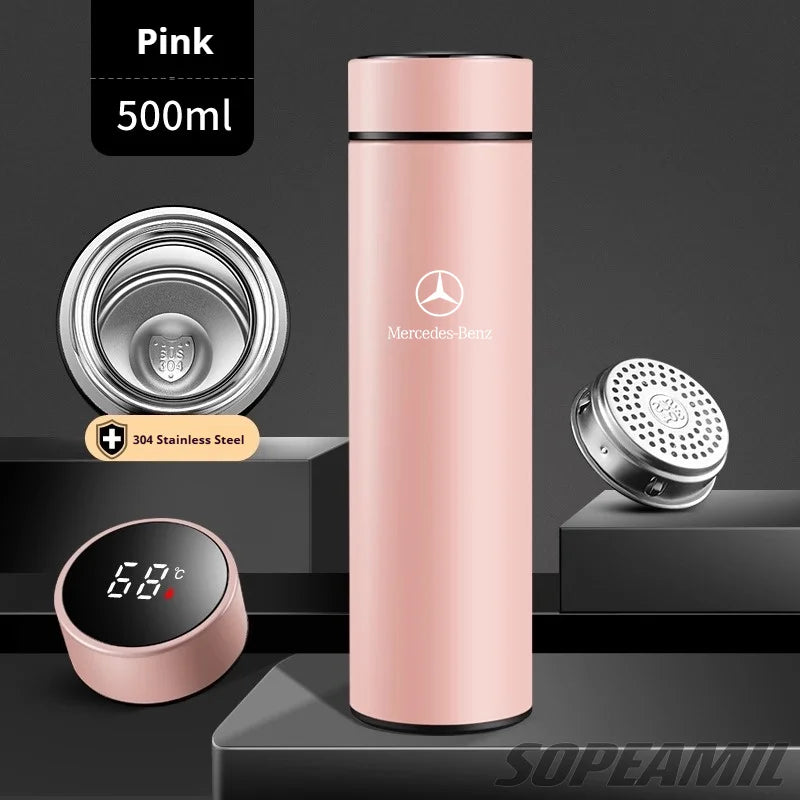 Car Vacuum Cup Thermos Mug Temperature Display Coffee Cup Mercedes-Benz A C E S Class A35 A45 C43 CLA CLS GLA GLC GLK ML SL Vito - LKBA