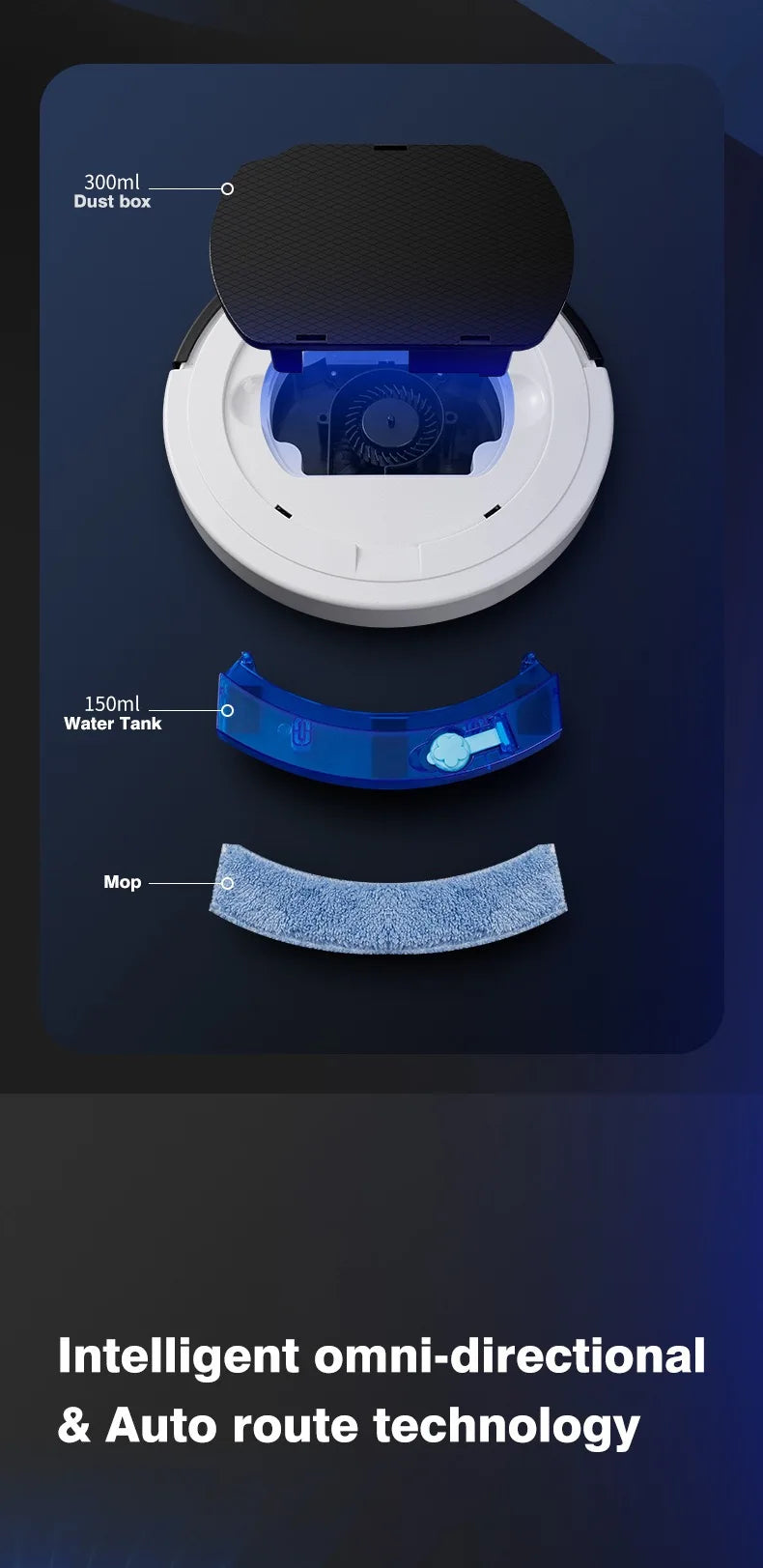 Intelligent Sweeping Robot Large Water Tank Mobile App Remote Control Planning And Cleaning Line Low Noise 2000 Pa Large Suction - LKBA