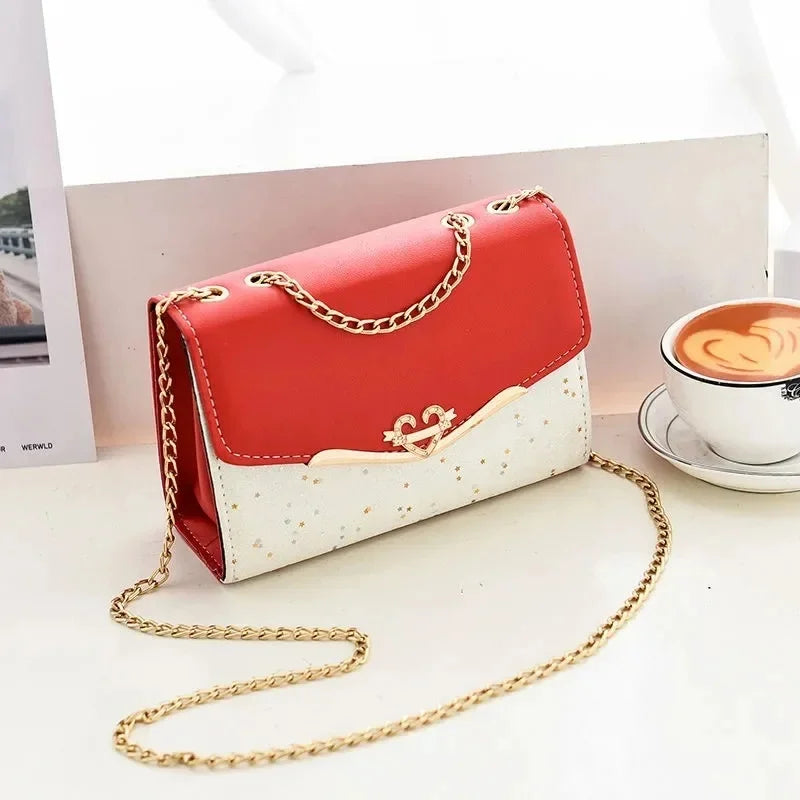 Fashionable Bright Leather Chain Crossbody Bag Women's Single Shoulder Small Square Bag Hot Sale of the Season New Style