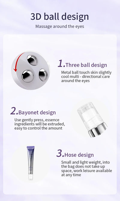 Anti-Wrinkle Anti Dark Circle Eye Cream Roller Massager Moisturizing Eye Bags Anti-Aging Hyaluronic Acid Eye Skin Care - LKBA