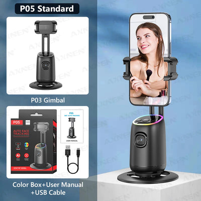 360°Rotating P05 AI Face Tracking Desktop Gimbal Stabilizer Intelligent Follow Shoot Gesture Control