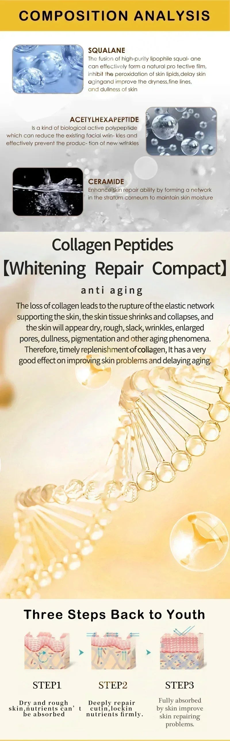 Remove Wrinkles Facial Serum Firm Skin Delay Aging Improve Dullness Brighten Moisturize Anti-Wrinkle Facial Essence - LKBA