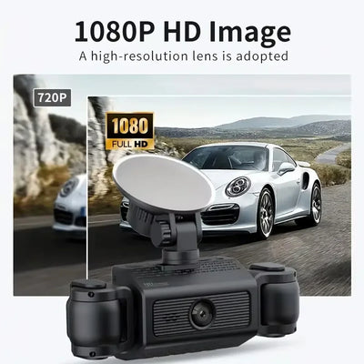 Dash Cam W/ IR Night Vision Loop Recording 3" IPS Screen 360° Rotatable 1080P 4 Camera Front/Rear/Left/Right Cars Driving DVR - LKBA
