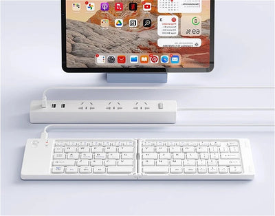 Mini Foldable Wireless Keyboard Slim Portable Bluetooth Keyboard Rechargeable Folding Keyboard - LKBA
