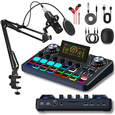 Live broadcast blog equipment Live sound card with microphone Set Bluetooth Audio Recording Mixer - LKBA