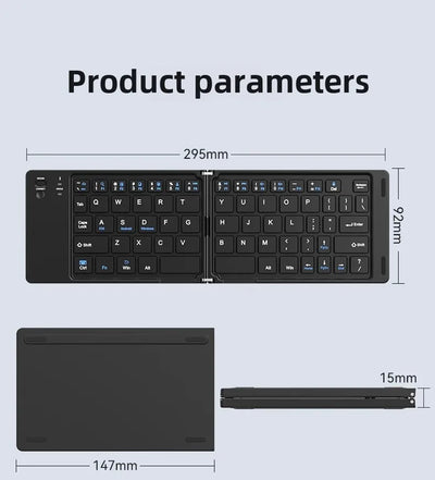 Mini Foldable Wireless Keyboard Slim Portable Bluetooth Keyboard Rechargeable Folding Keyboard - LKBA