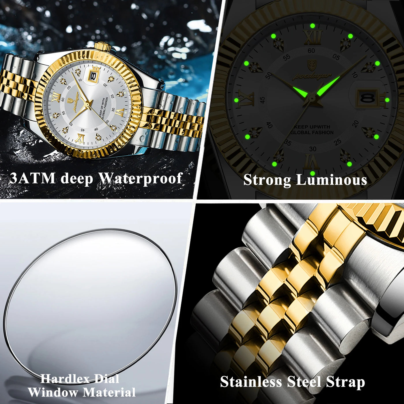 POEDAGAR Luxury Fashion Wristwatch For Men Stainless Steel Date Quartz Man Watch Waterproof Luminous Casual Men's Watches Reloj - LKBA