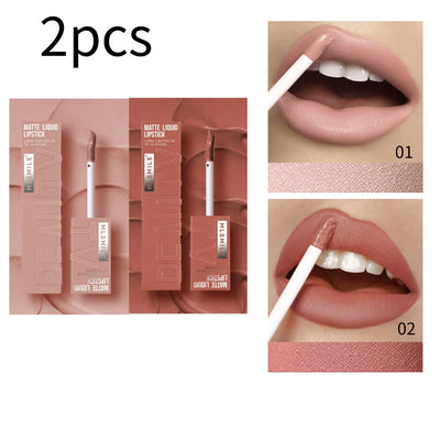 6 Color Non-stick cup Velvet Satin Gloss Lip Glaze Mist Liquid matte lipstick Waterproof long-lasting