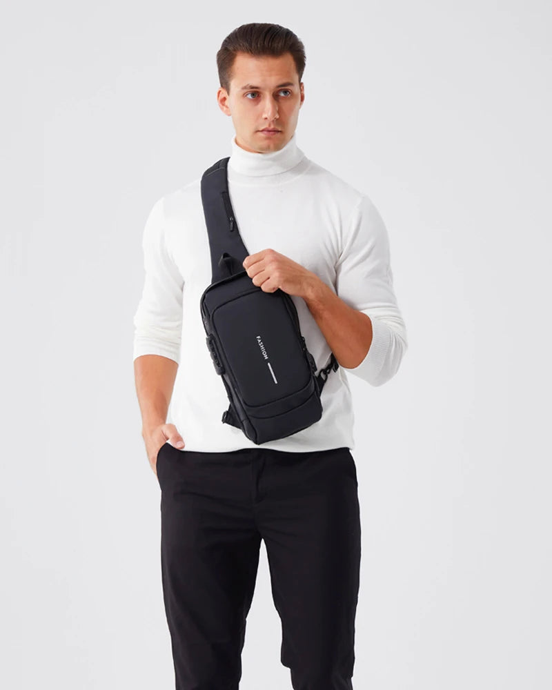 New Brand Designer Men Crossbody Bag PU Leather Classic Anti-Theft Shoulder Bag Chest Bag Multifunctional for Men - LKBA