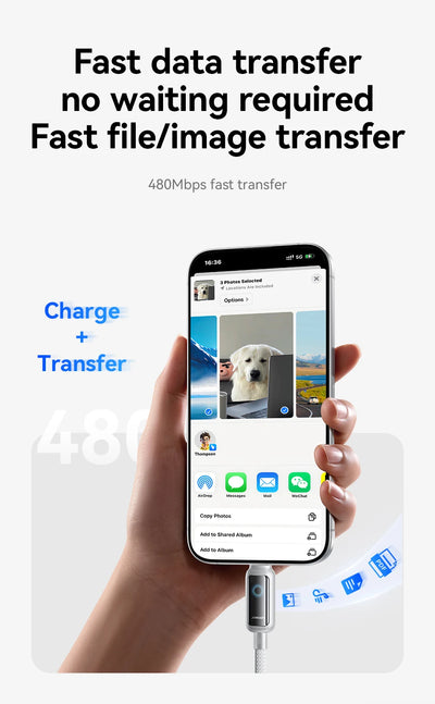 Joyroom 100W USB C Cable Automatic Power Off Fast Charge Type C Cable For iPhone 16 15 Pro Max  Xiaomi Sumsang Huawei - LKBA