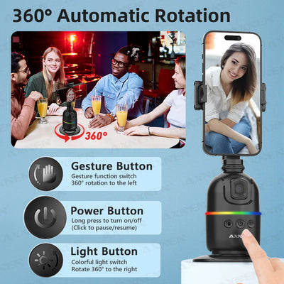 Auto Face Tracking Desktop Gimbal Intelligent Rotating Holder for Mobile Phone - Option Wireless Remote Selfie Smartphone Tripod - LKBA
