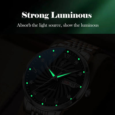 POEDAGAR Luxury Brand Man Watch Waterproof Luminous Date Week Men's Quartz Wristwatch Stainless Steel Fashion Sports Men Watches - LKBA