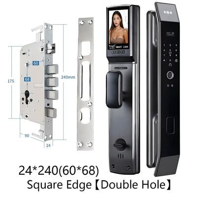 SANKESONG Tuya Smart 3D Face Door Lock Security Camera Monitor Intelligent Fingerprint Password Biometric Dual Battery - LKBA