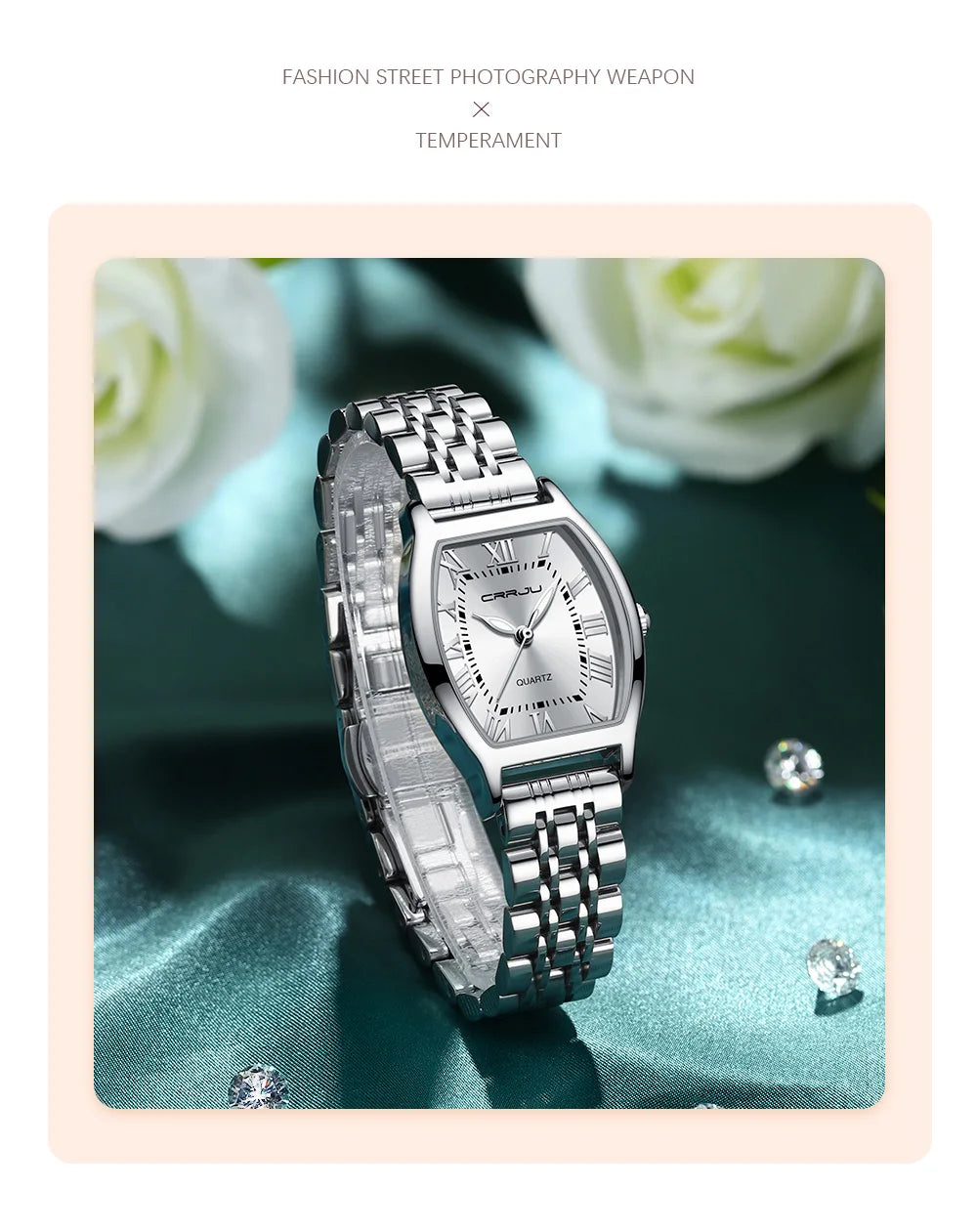 CRRJU Waterproof Women's Square Quartz Dress Watch Ladies Steel Bracelet Wristwatch Relogio Feminin - LKBA
