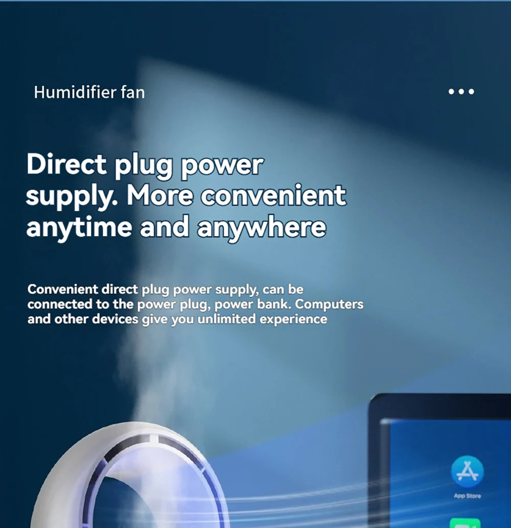 Mini Air Cooler Humidification Cooling USB Silent Timed Air Conditioning Fan Colorful Lights Night Light Led Screen 6 Wind Speed