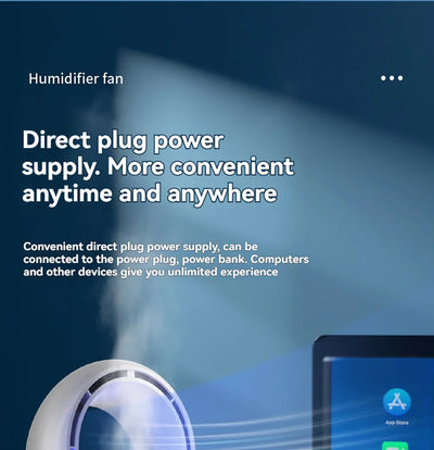 Mini Air Cooler Humidification Cooling USB Silent Timed Air Conditioning Fan Colorful Lights Night Light Led Screen 6 Wind Speed