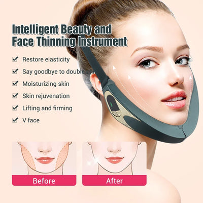 Electric V-face Face Lift Device 6Mode Heated Skin Rejuvenation Double Chin V Face Vibration Massager Wireless Remote Control - LKBA