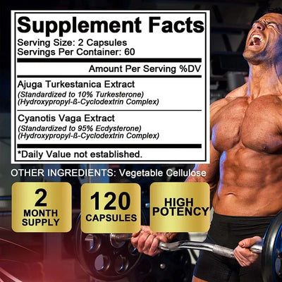 Turcosterone & Ecdysterone - 2-in-1 High Potency Turkesterone Supplement for Men & Women - Strength, Energy and Vitality - LKBA