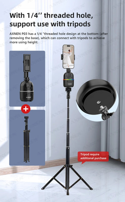 Auto Face Tracking Desktop Gimbal Intelligent Rotating Holder for Mobile Phone - Option Wireless Remote Selfie Smartphone Tripod - LKBA