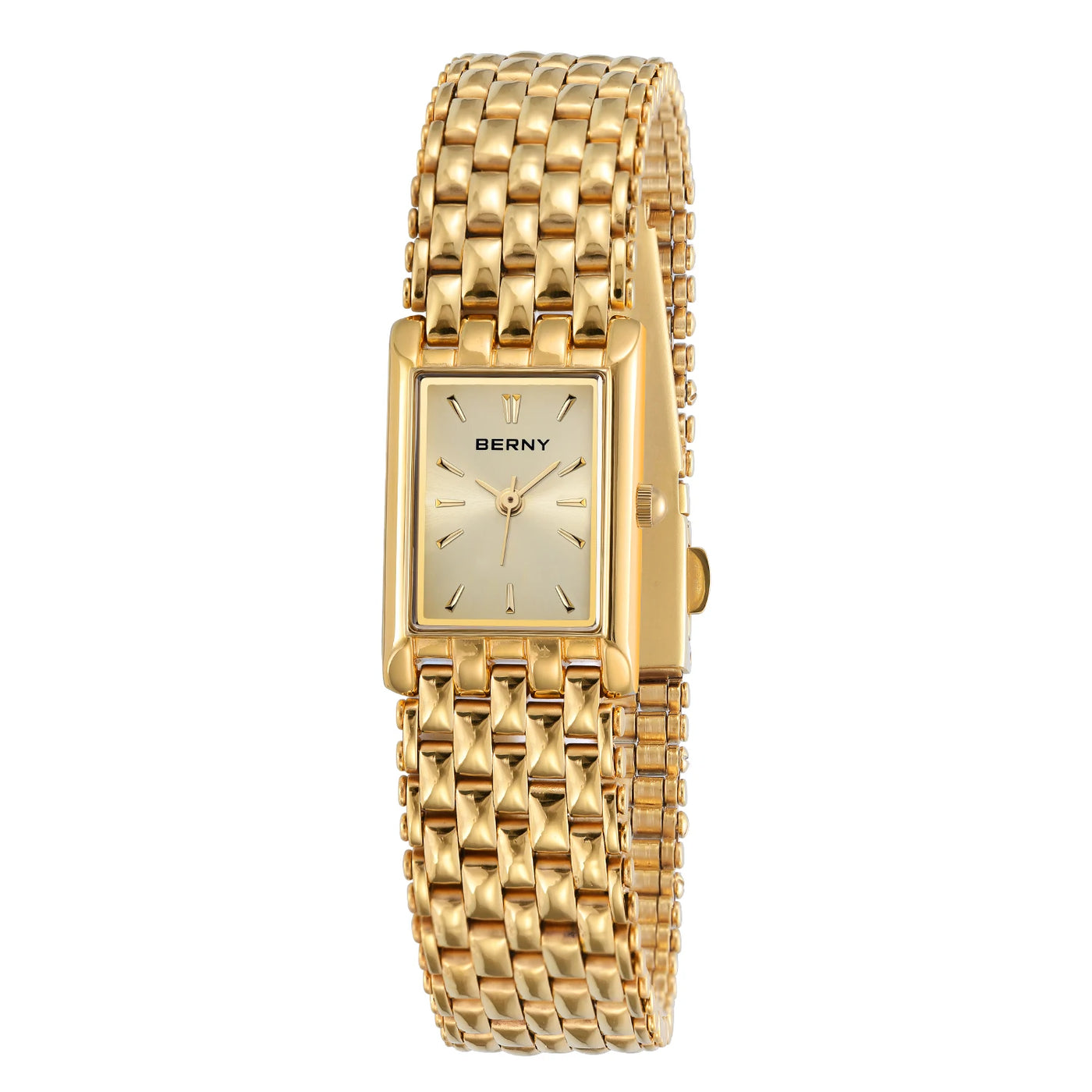 BERNY Gold Watch for Couple Luxury Women/Men Wristwatch Waterproof Golden Clock Quartz Stainless Steel Fashion Men Ladies Watch - LKBA