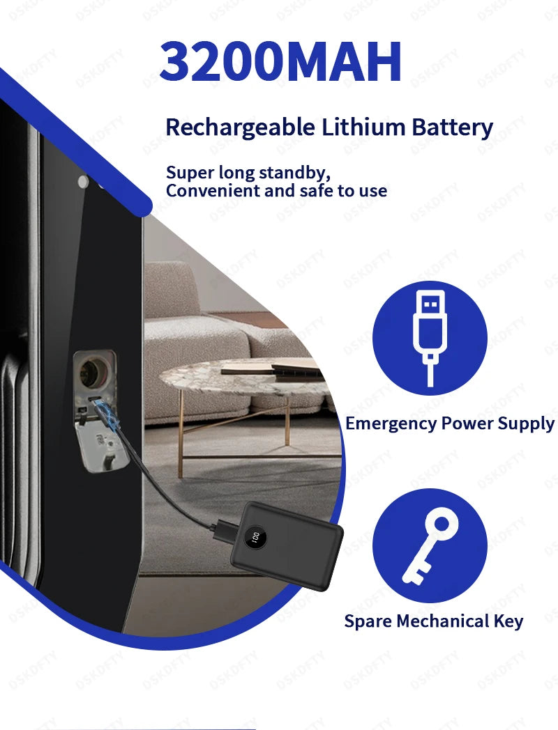 Tuya 3D Face Real-time Intercom Digital Electronic Door Lock Security Camera Intelligent Fingerprint smart lock for home - LKBA