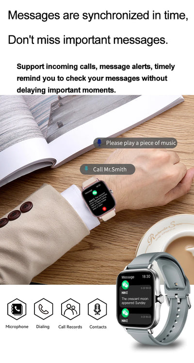 LAXASFIT 2025 Smart Watch Android IOS Bluetooth Talk Heart Rate Monitor Sleep Record Sports Smart Watch Ladies Men Gift - LKBA