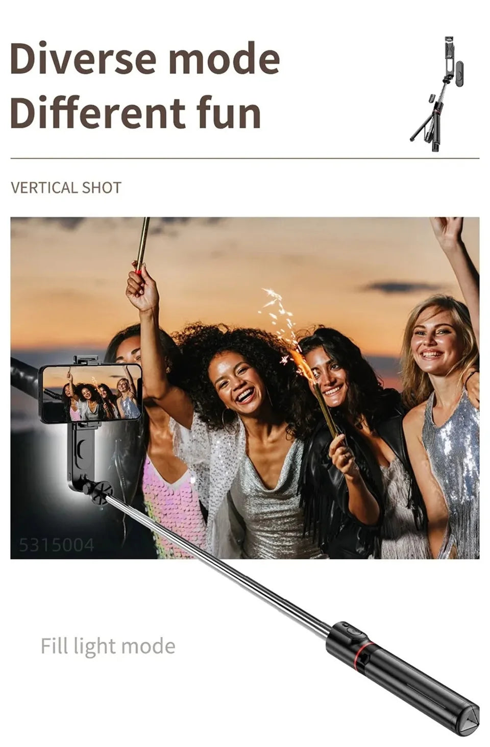 2025 New L15 Wireless Selfie Stick Tripod Stand Foldable Monopod with Led Light for Smart phones - LKBA