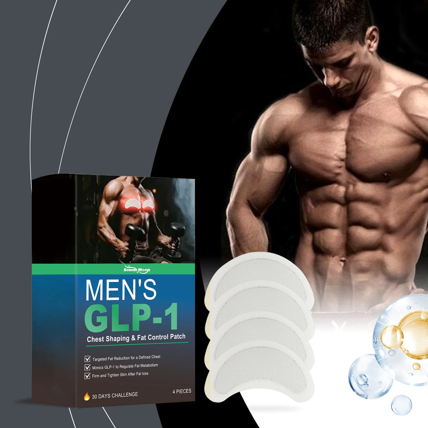 Man Gynecomastia Removal Patch Breast Reduction Tighten Anti Cellulite Strengthen Belly Muscle Body Fitness - LKBA