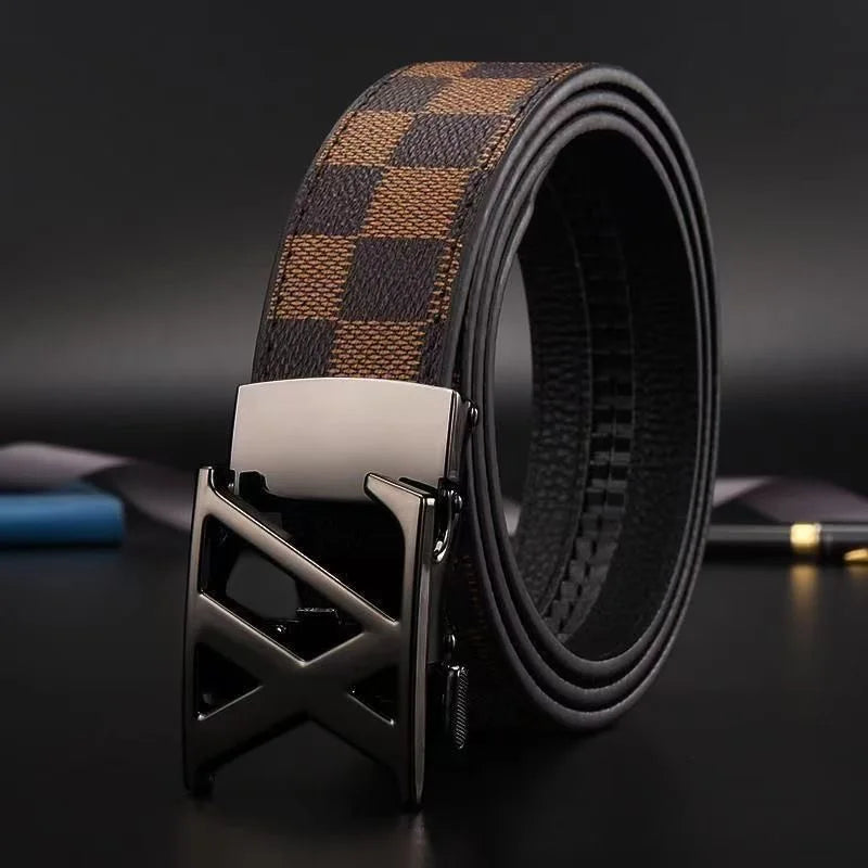 New genuine leather men belts waistband alloy automatic buckle men and women - LKBA