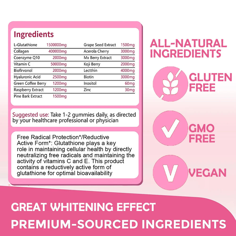 1500000MG Glutathione Skin Whitening Supplement Anti-Aging, UV Protection, Even Skin Tone & Scar - LKBA