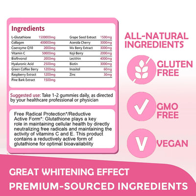 1500000MG Glutathione Skin Whitening Supplement Anti-Aging, UV Protection, Even Skin Tone & Scar - LKBA