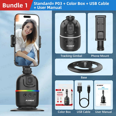 Auto Face Tracking Desktop Gimbal Intelligent Rotating Holder for Mobile Phone - Option Wireless Remote Selfie Smartphone Tripod