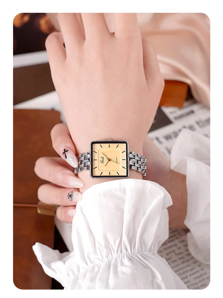 Men Watch Business Simple Square Couple Watches Waterproof Stainless Steel Premium Ultra Thin Women Fashion Quartz Wristwatches - LKBA