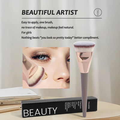 Single Flat Round Tube Flat Head Foundation Brush with Box Powder Blush Concealer Makeup Brush Skin - LKBA