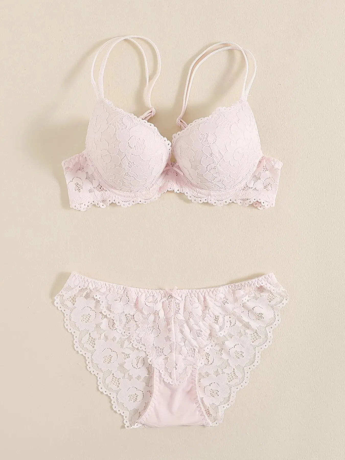 1 Set Elegant Lace Embroidery Breathable Fabric Lingerie Set Push-Up Bra Drop Waist Sheer Panty - Ultimate Valentine's Day - LKBA