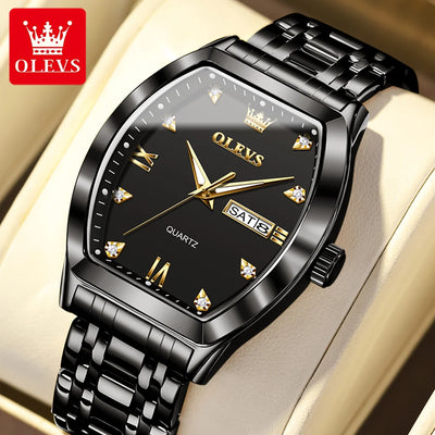OLEVS New Men's Watches Quartz Luxury Gold Watch Classics Tonneau Dial Top Brand Waterproof Luminous Quartz Watch for Men 5528 - LKBA